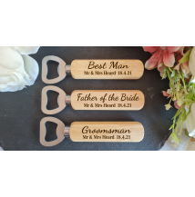 Personalised Wooden Bottle Opener Gift | Engraved Wedding Gift for Best man | Father of the Bride | Usher | Groomsman -Wedding day Gifts Keepsake